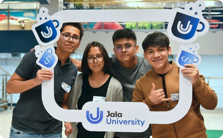 Students with frame
